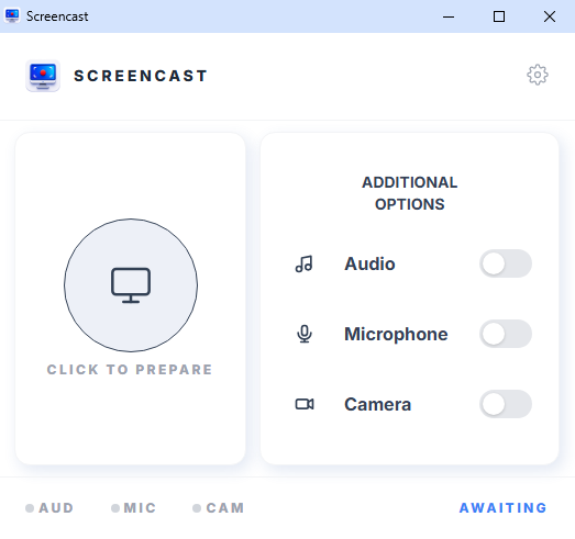Screencast laajennus odotustilassa